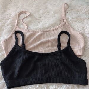 PINK Victoria's Secret Black and Beige Bralette
